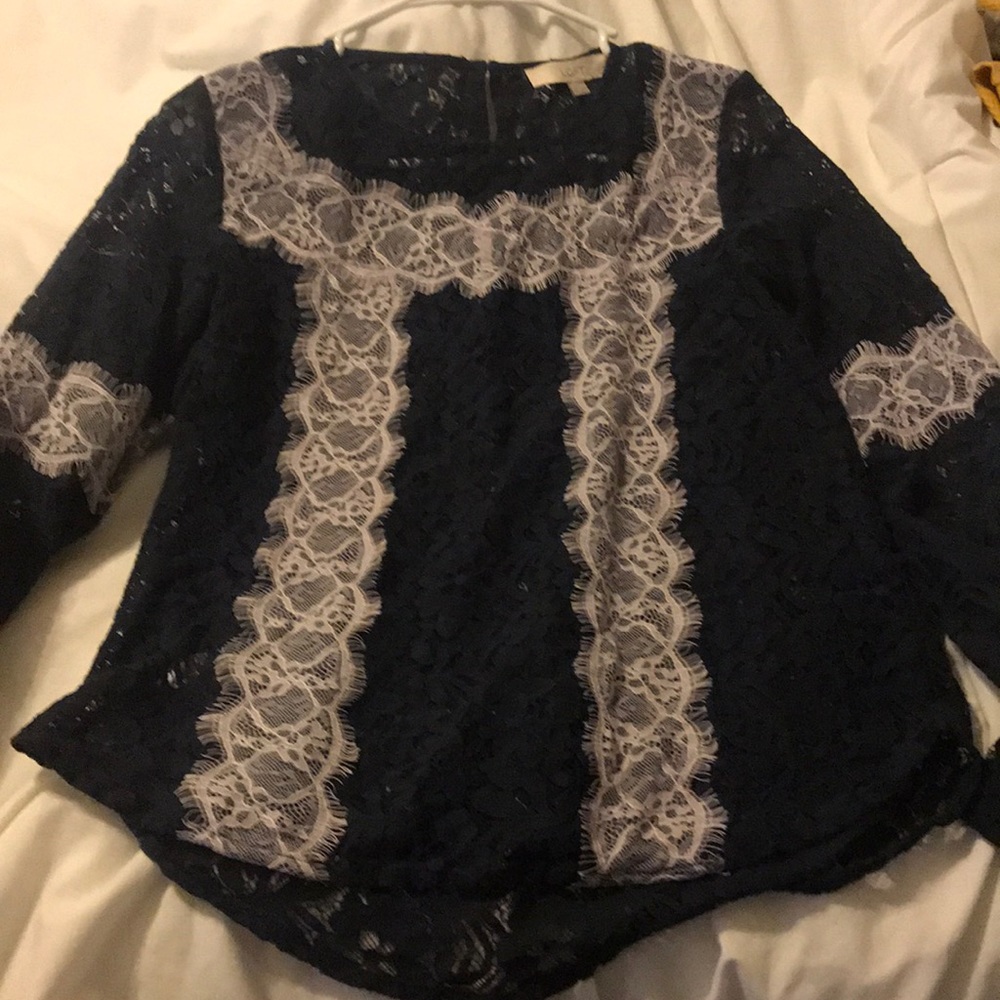 Navy lace long sleeved